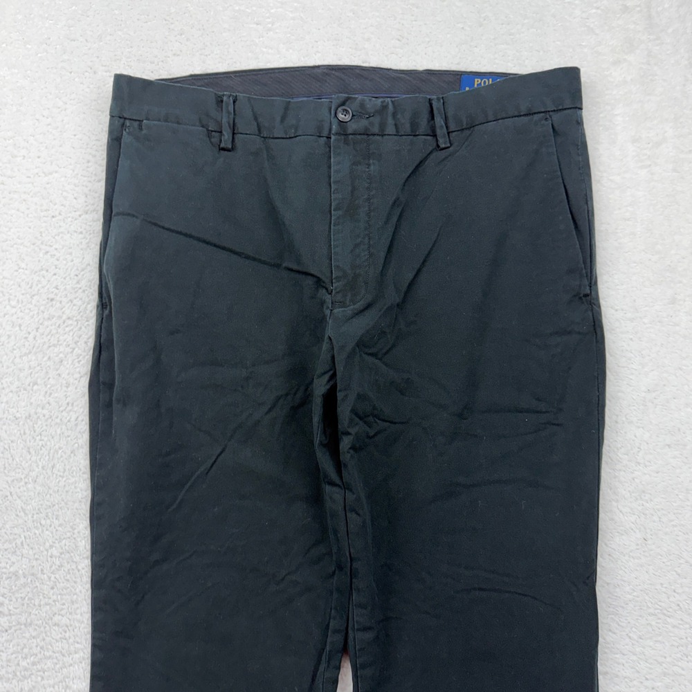 Polo Ralph Lauren Mens 36x30 Black Stretch Slim Fit Chino Pants Trousers - Picture 2 of 9